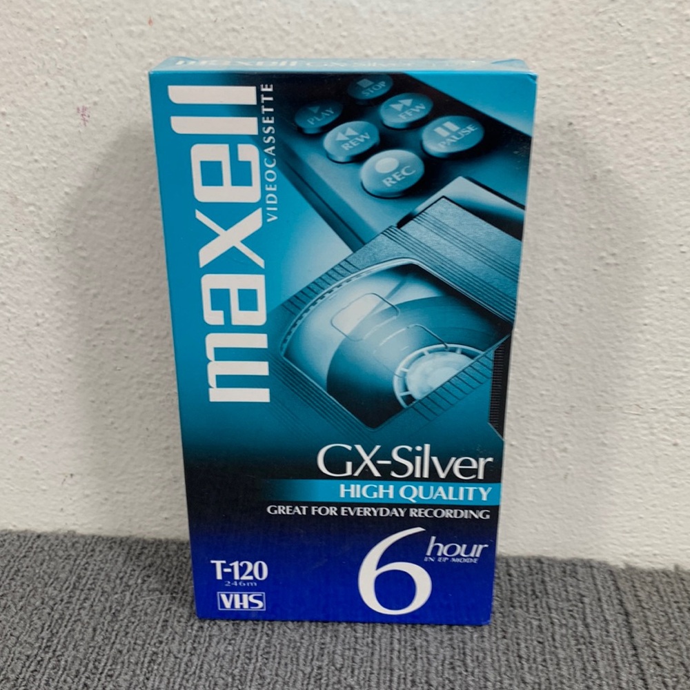 Maxell Videocassette VHS Tape GX-Silver High Quality T-120 6 Hour In EP Mode New